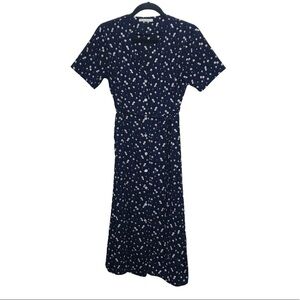 SideParty Blue Ditsy Floral Button Up Midi Dress